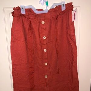Orange high- waisted button-down Skirt